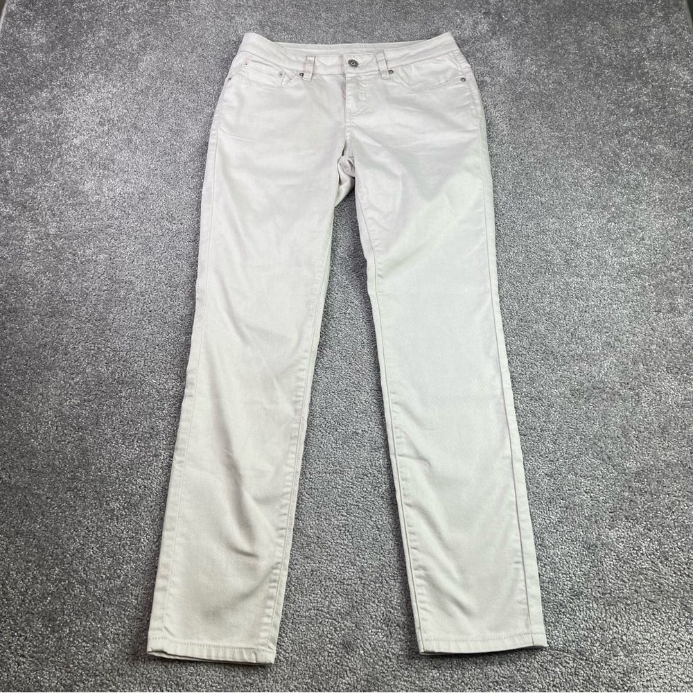 PrAna Kayla Jeans Women's 0 Short Cream Skinny Organic Cotton Stretch Travel